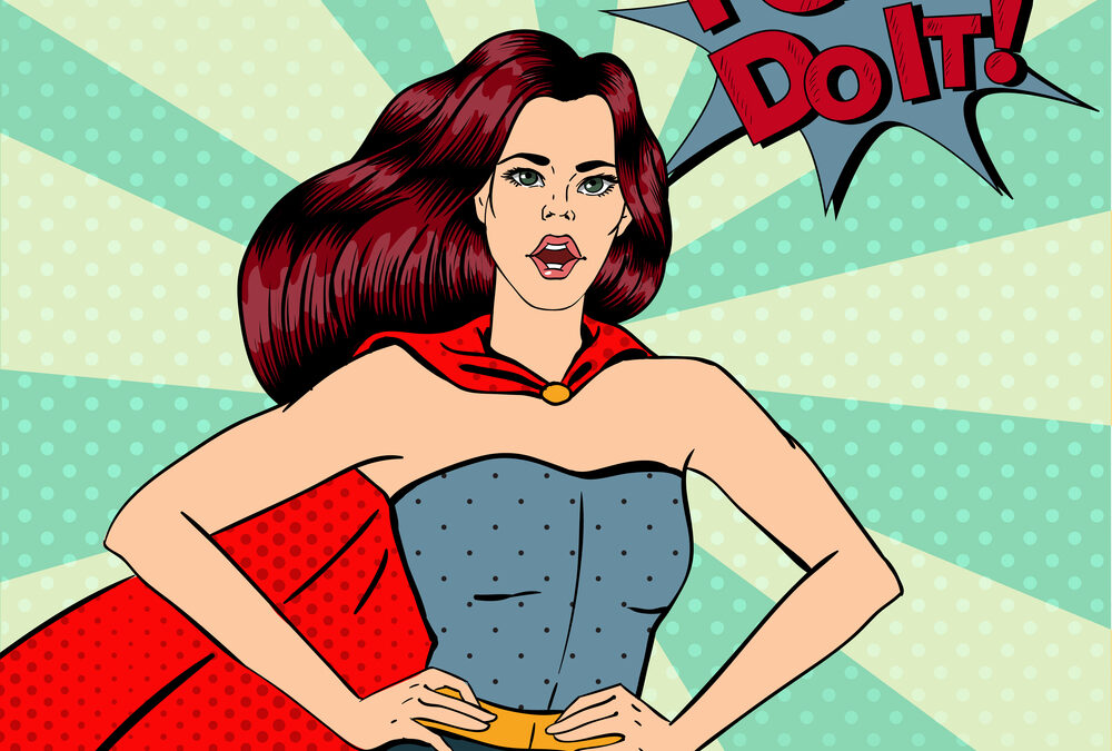 Ein Bild mit Superwoman und dem Text " I can do it" (Ich kann es).
